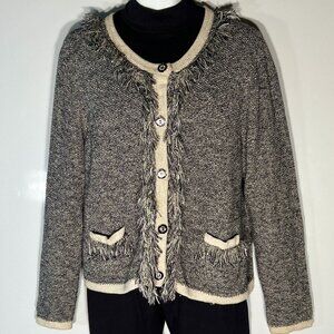 Nicole Alexander SZXL Navy & Ivory Button front Cardigan Parisian Timeless Old $